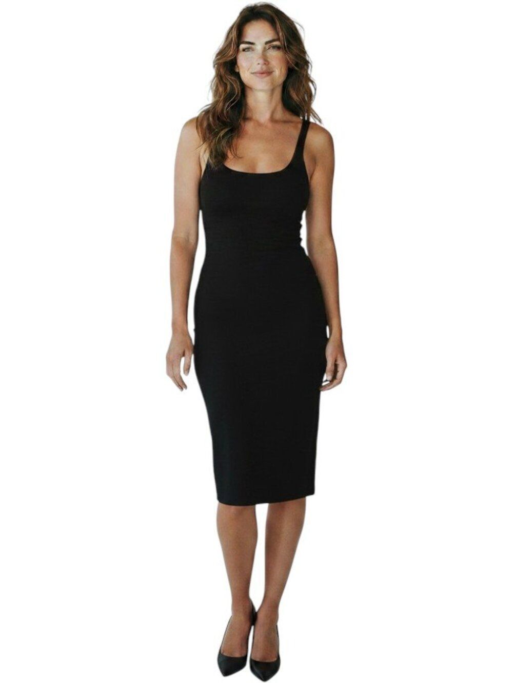 Zara Trafaluc Black Bodycon Tank Dress Scoop Neck Sleeveless Stretch Mini Size S